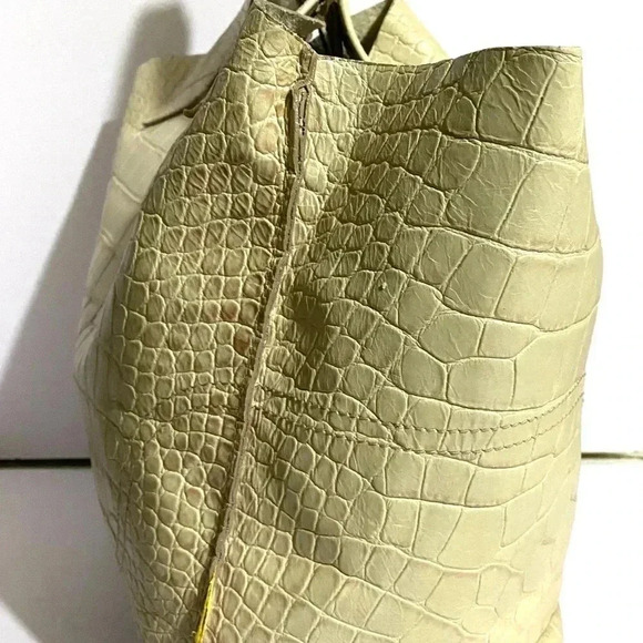 Furla beige embossed leather satchel handbag - Picture 7 of 13